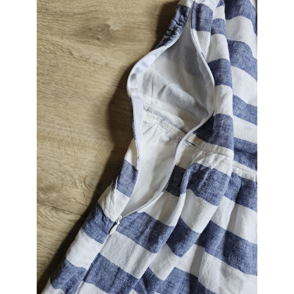 BeachLunchLounge Women's Sz Medium Ayesha Dress Linen Cotton Striped Blue Beach - Picture 8 of 8